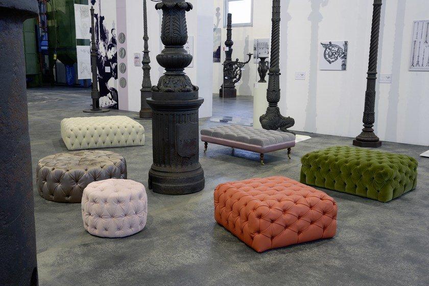 Tufted round leather pouf | Malvina by Domingo salotti