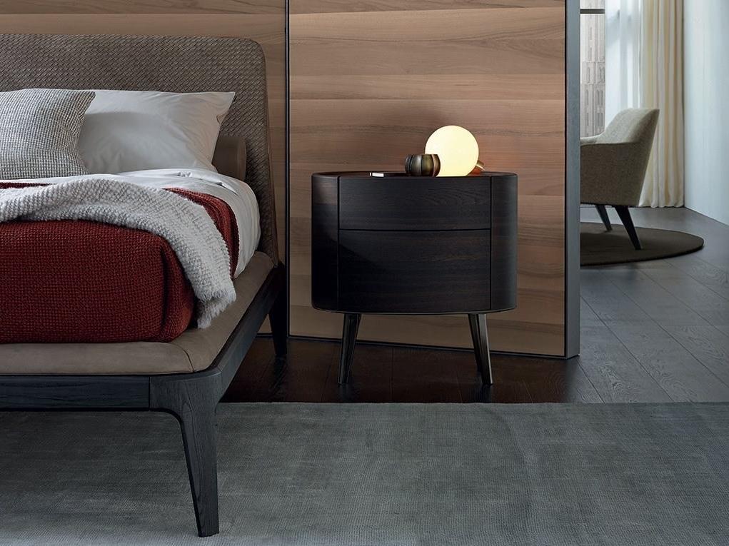 Oval wooden bedside table with drawers | Kelly by Poliform