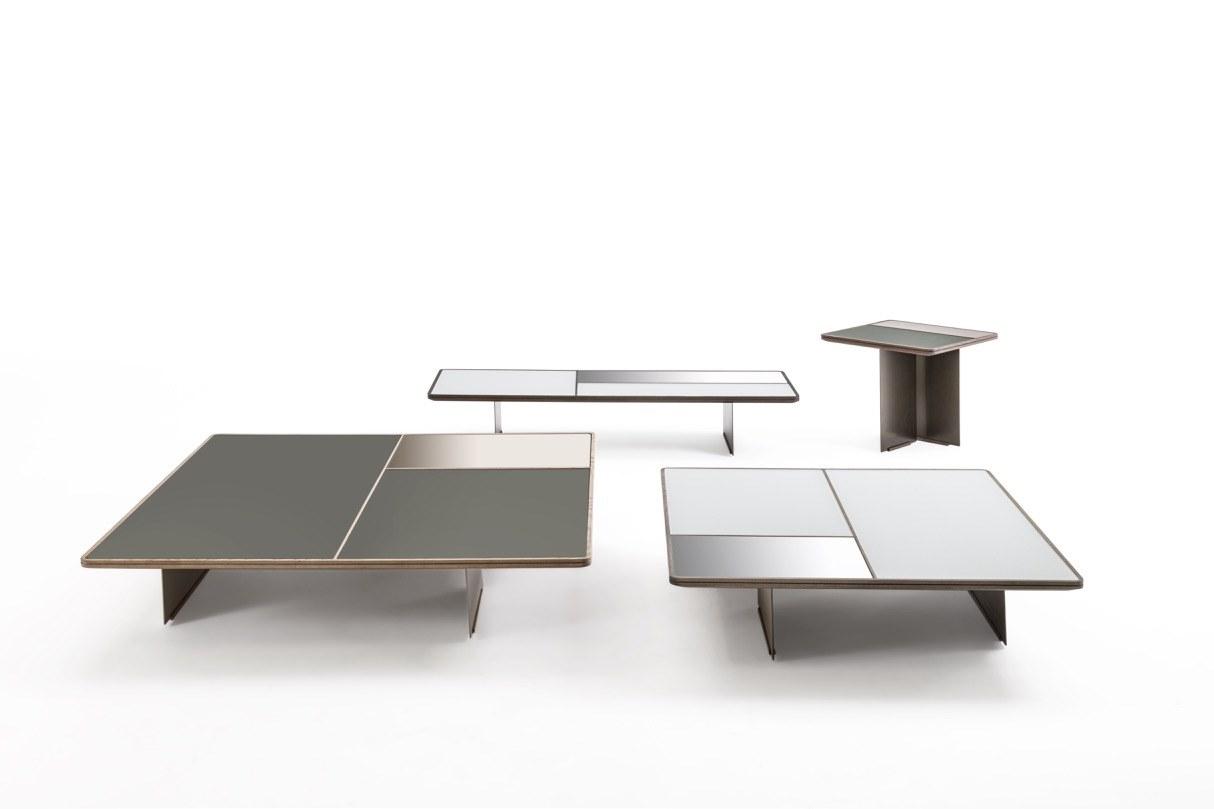 Square wood and glass coffee table | Mies by Frigerio