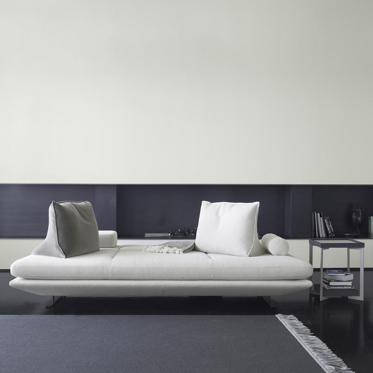 Upholstered fabric bench with back | Prado by Ligne Roset