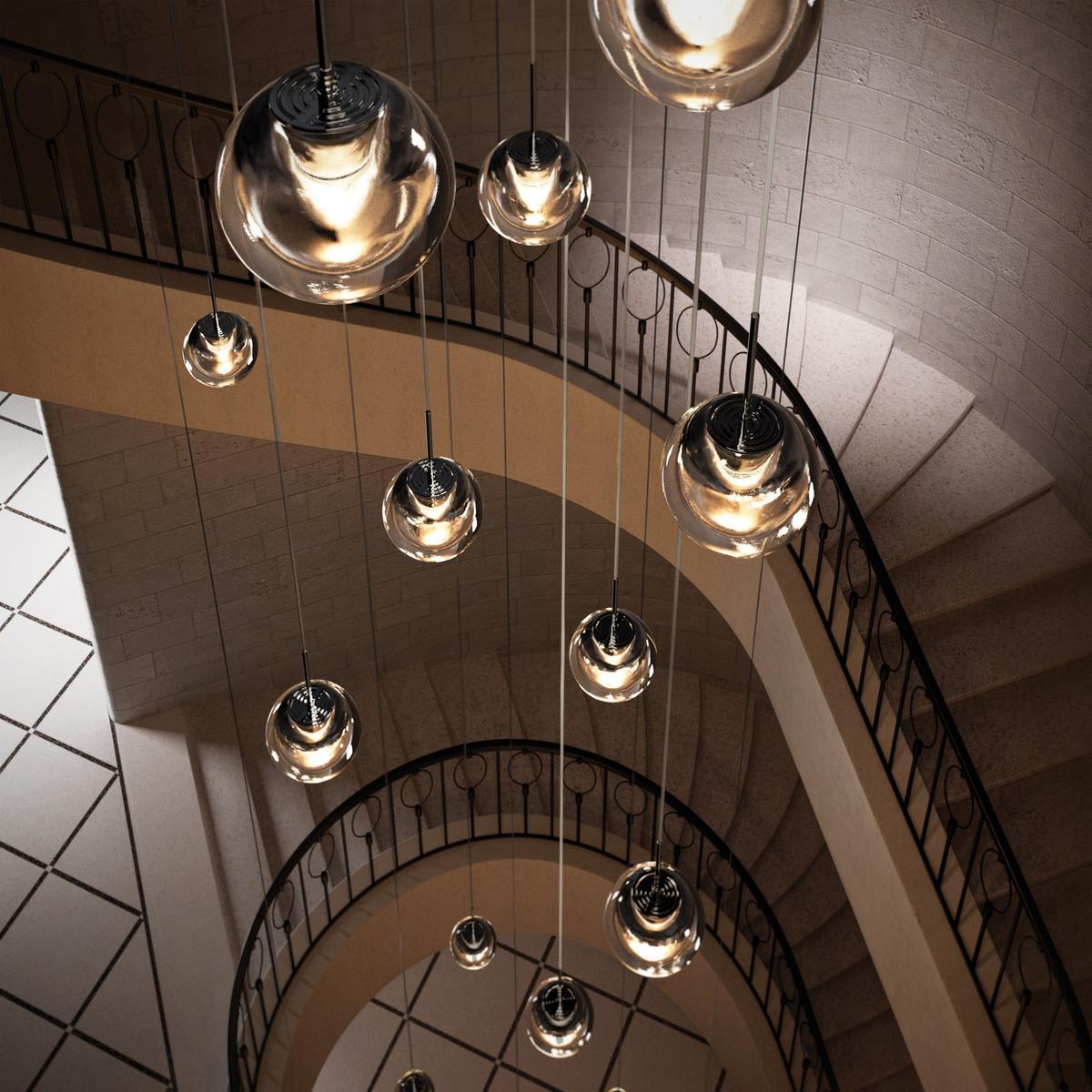 LED glass and aluminium pendant lamp | Dew by Kundalini