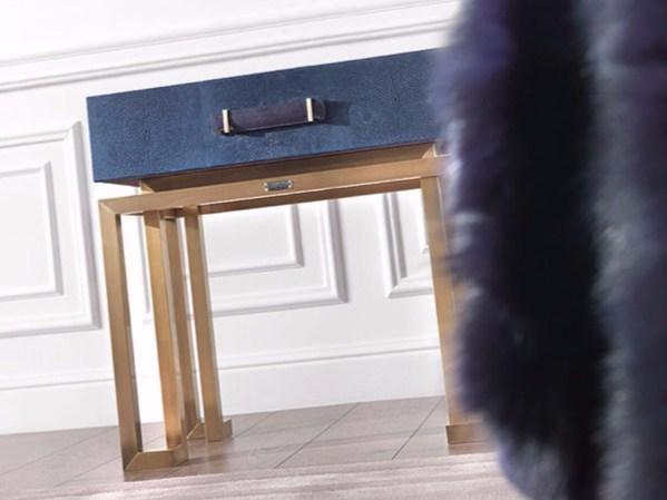 Rectangular leather bedside table with drawers | Trafalgar by Gianfranco Ferre Home