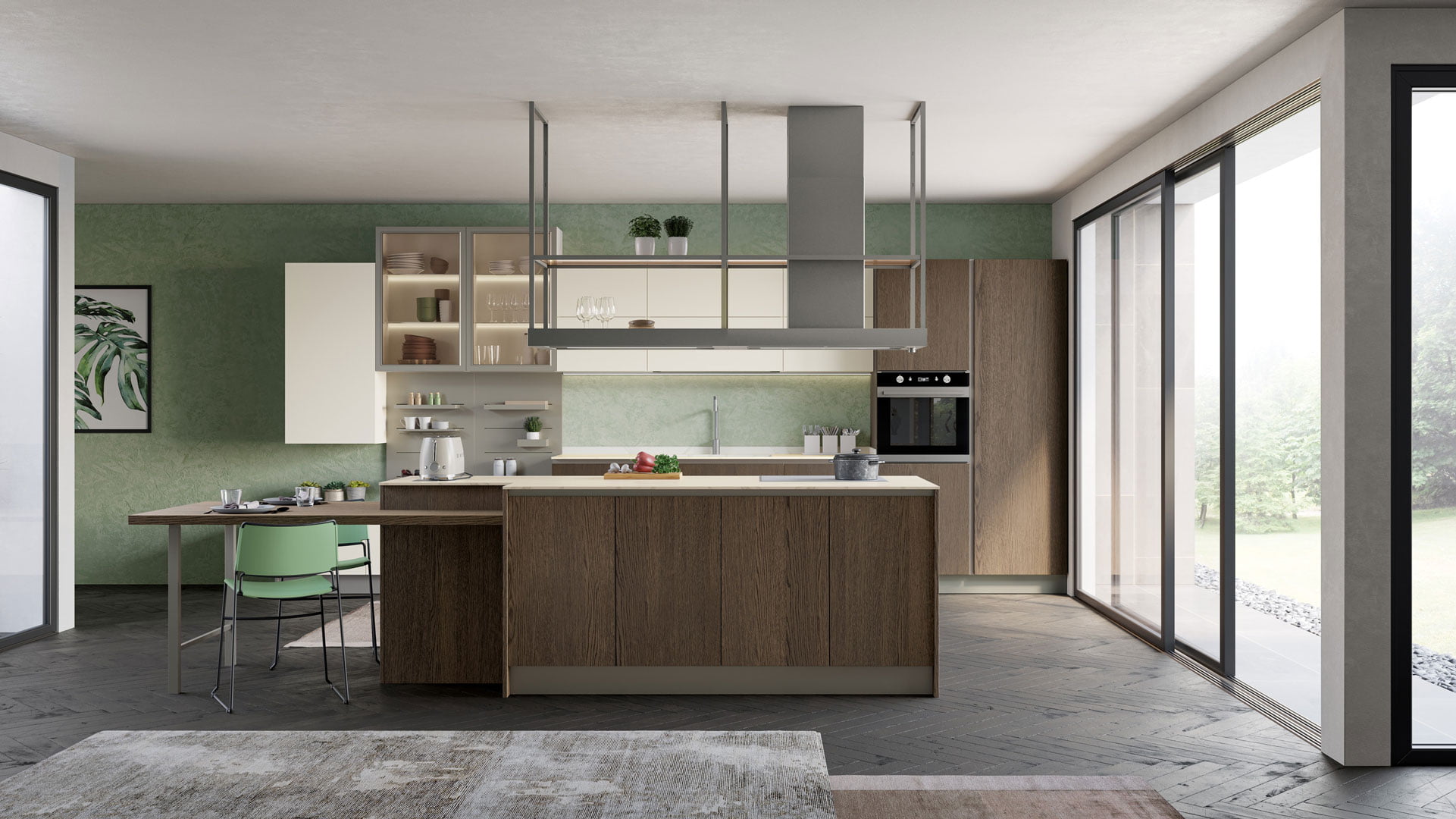 Veneer kitchen with handles Creo kitchens Tablet Wood