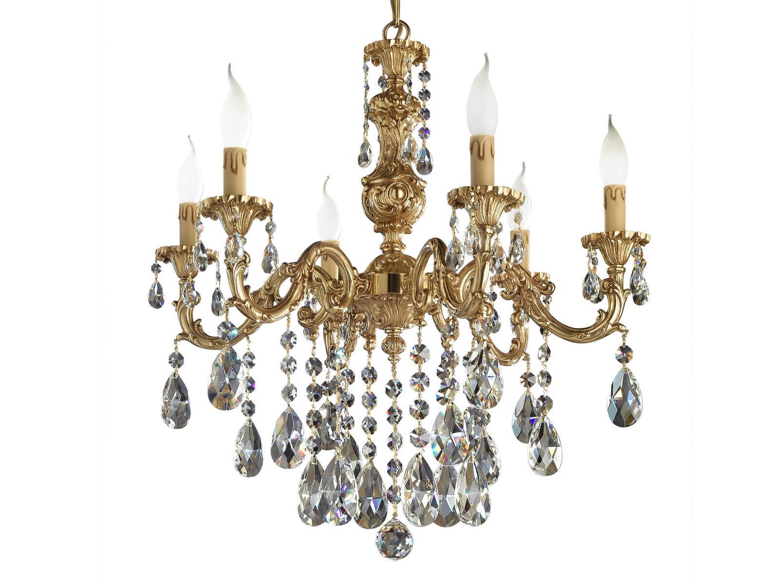 French Gold chandelier with Schoeler crystal | Oldie 504/6-sh/g by Possoni Illuminazione