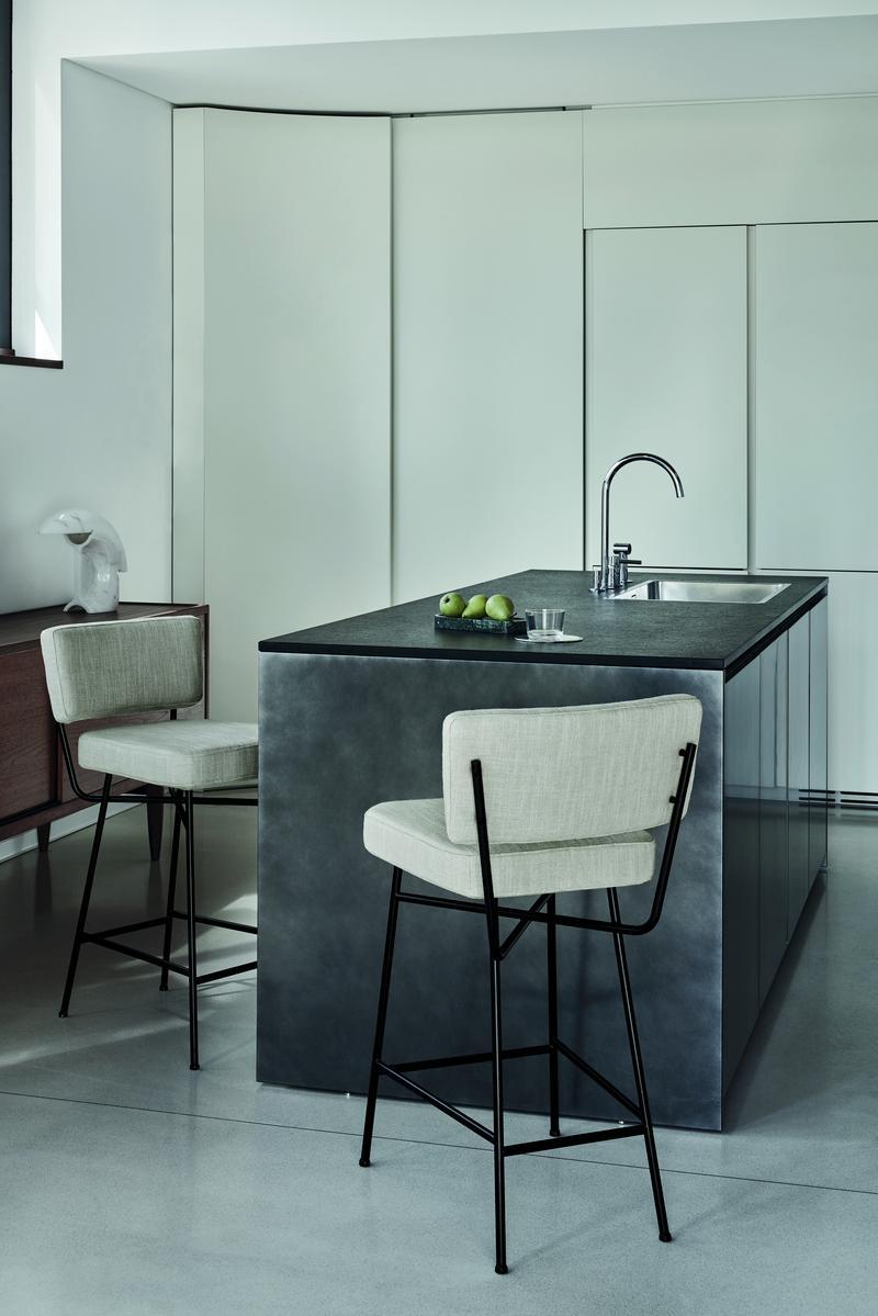 Upholstered fabric stool with back | Orfeo by Arflex