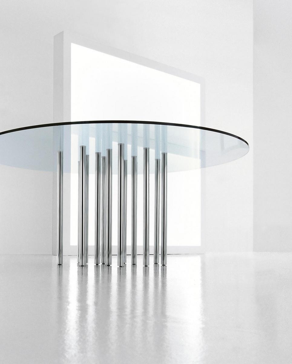 Glass and steel table | Mille by Bonaldo