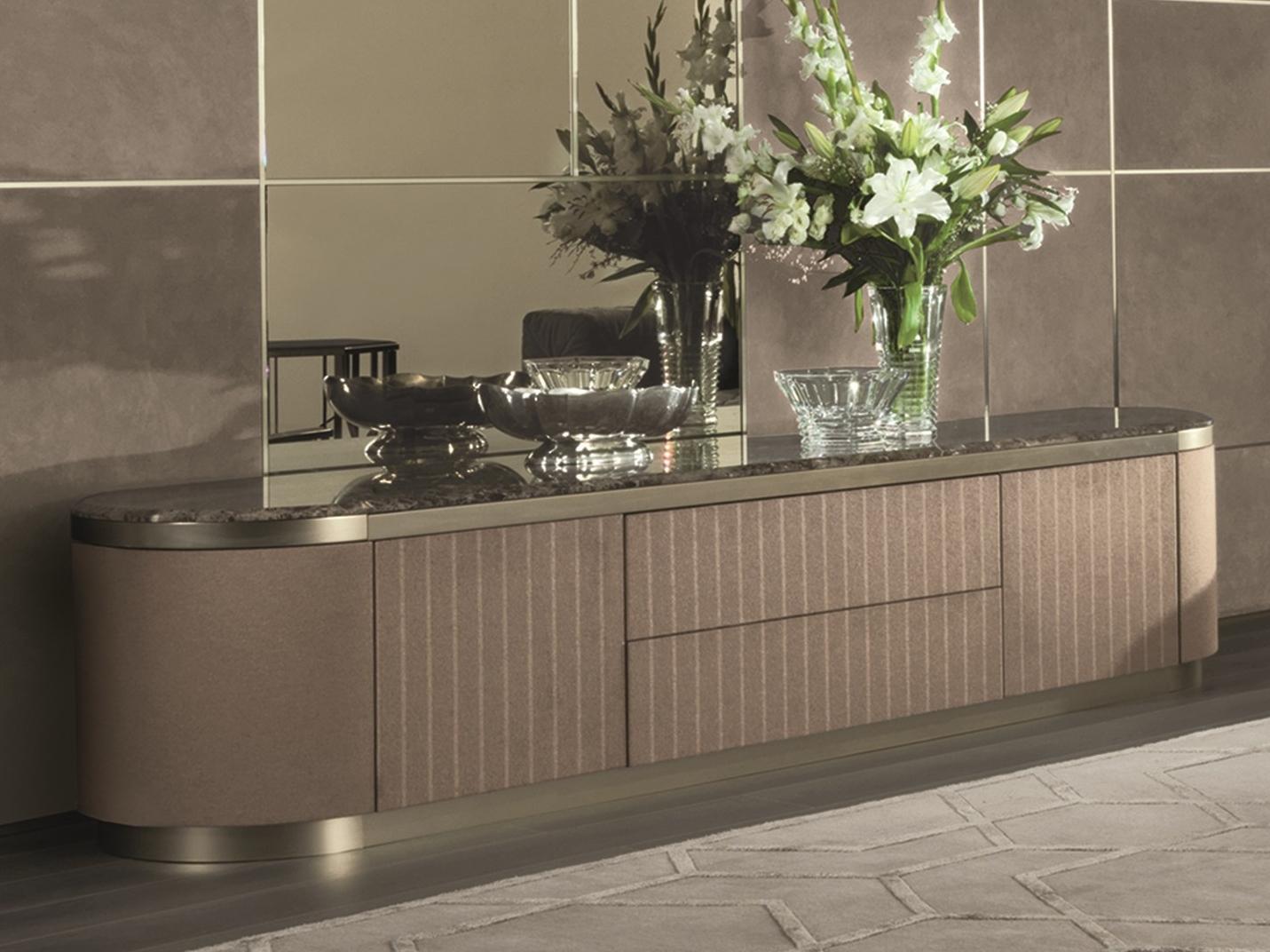 Leather sideboard with drawers | Gordon by Longhi