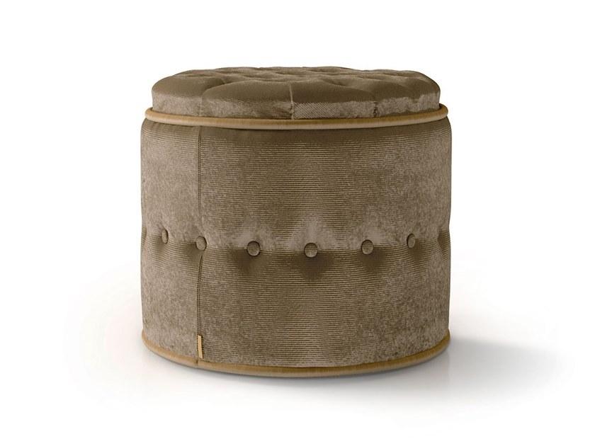 Upholstered round velvet pouf | 5083 by Carpanese home