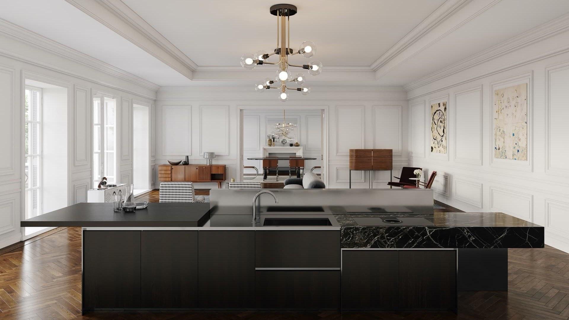 Kitchen with island with integrated handles Rossana Isøla