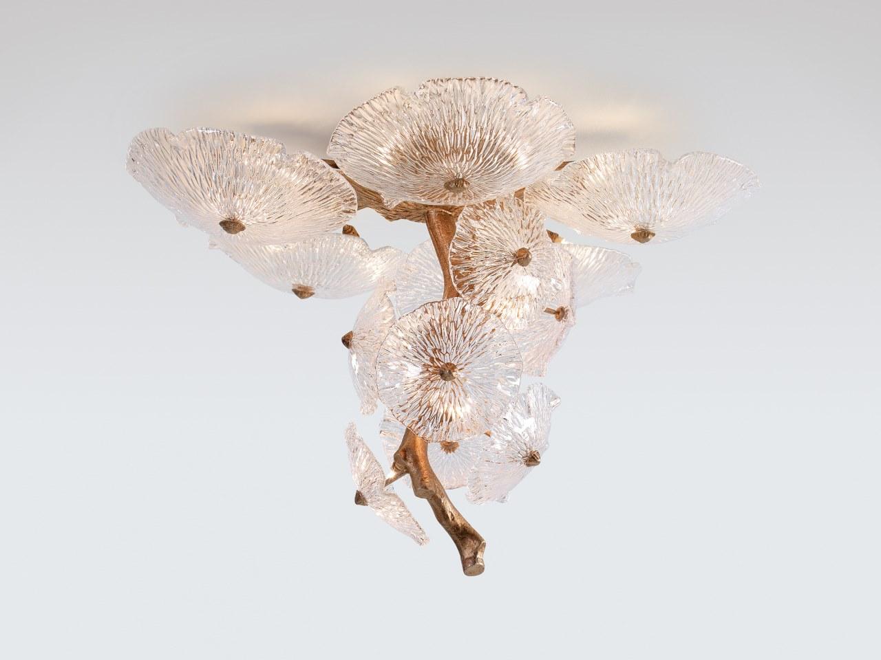 Handmade bronze ceiling lamp | Nenufar Ct3235/6 by Serip