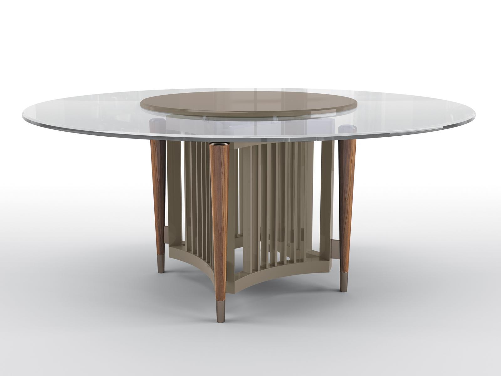 Round glass table with Lazy Susan | Orion by Bruno Zampa