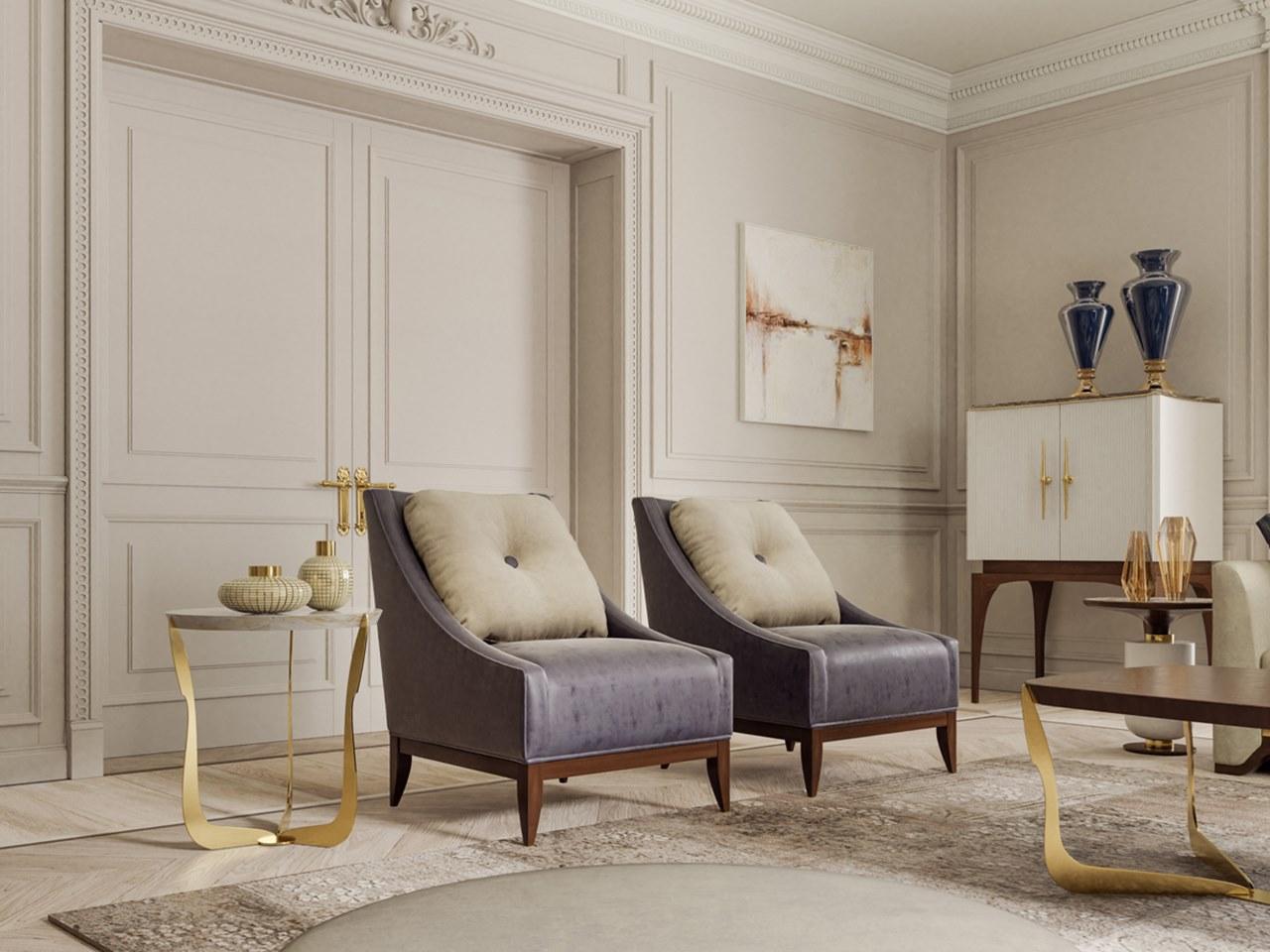 Round metal coffee table with marble top | Pr.308 by Stella del Mobile