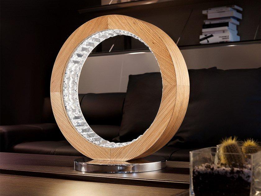 LED oak table lamp with dimmer | Libe Round Tl40 by Masiero