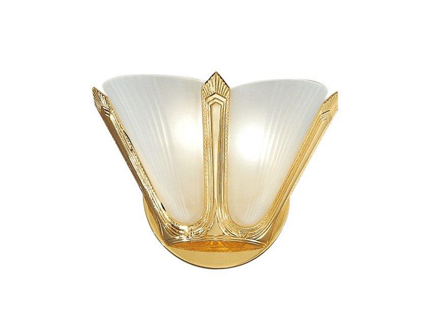 Gold plated wall light with white glass | Lady 1911/a2 by Possoni Illuminazione