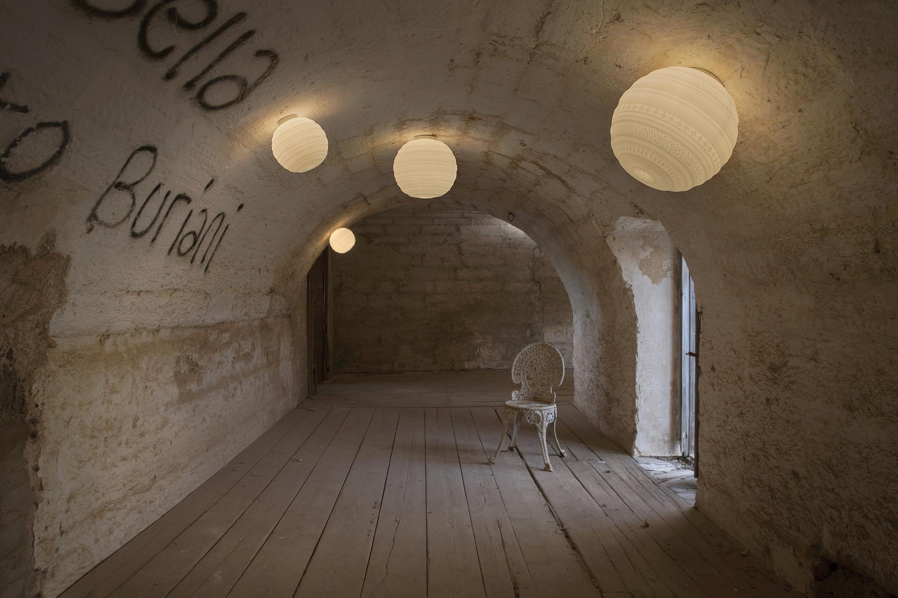 Satin glass wall lamp / ceiling lamp | Braille by Karman