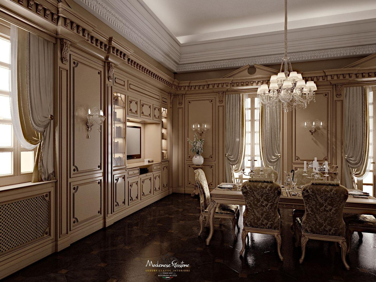 Custom solid wood kitchen with island Modenese Gastone Romantica - Lacquered And Patinated