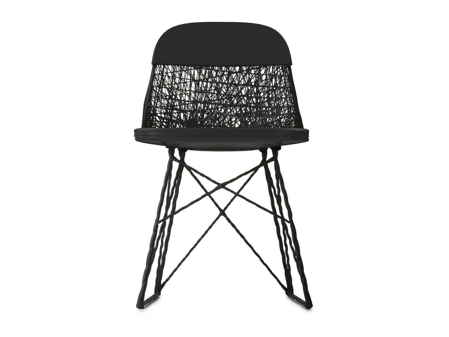 Sled base Eco-leather chair | Carbon Pad & Cap by Moooi