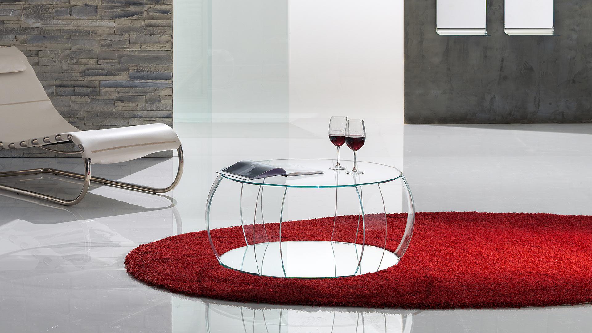 Round glass coffee table for living room | Barrique by Reflex