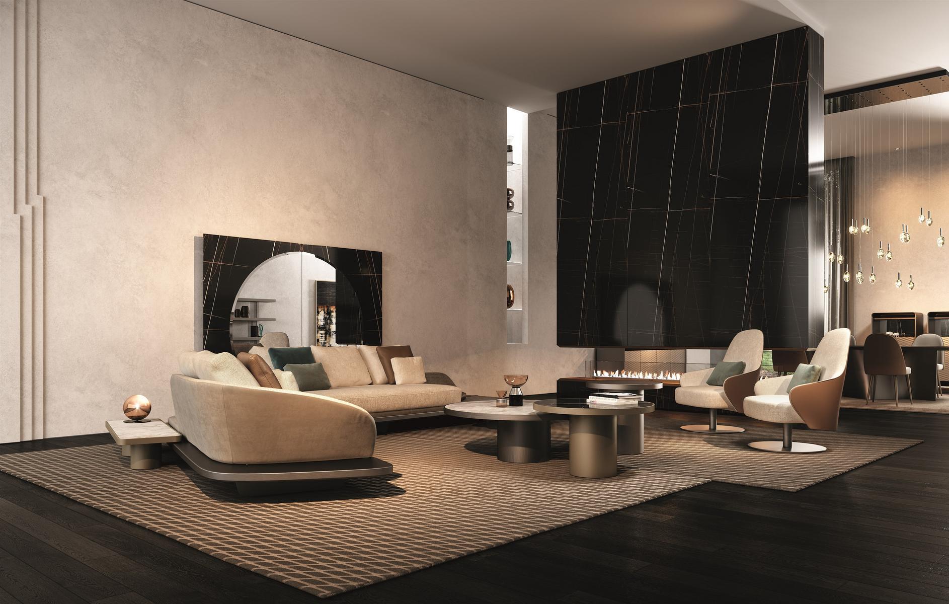 Leather sofa with chaise longue | Segno by Reflex