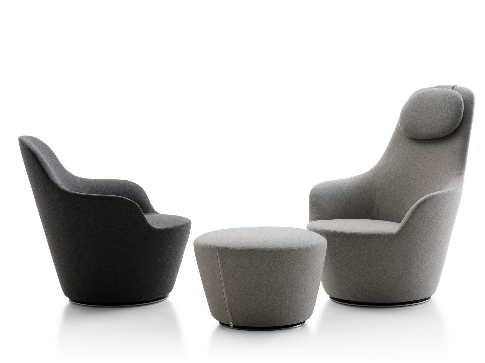 High-back fabric armchair with headrest | Harbor by B&B Italia