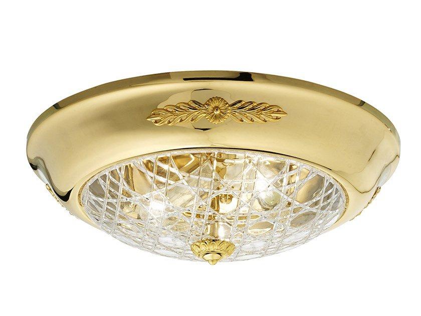 Gold plated ceiling light with crystal | Giotto 1898/plp-c by Possoni Illuminazione