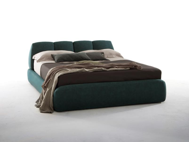 Upholstered leather storage bed | Tuny by Tonin Casa