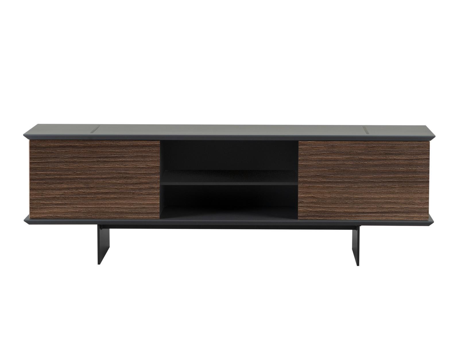 Low walnut TV cabinet with doors | Teo by Tonin Casa