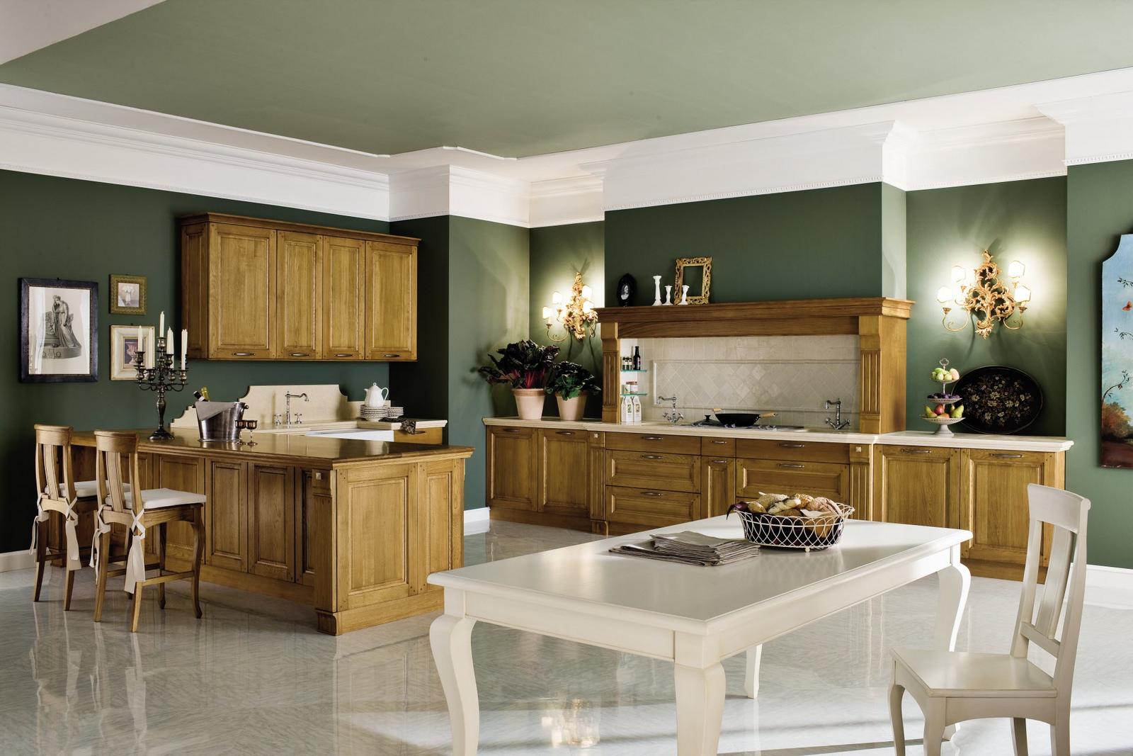 Wood kitchen with handles Old Line Queen