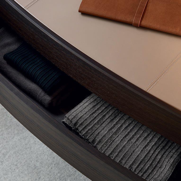 Oval wooden bedside table with drawers | Kelly by Poliform