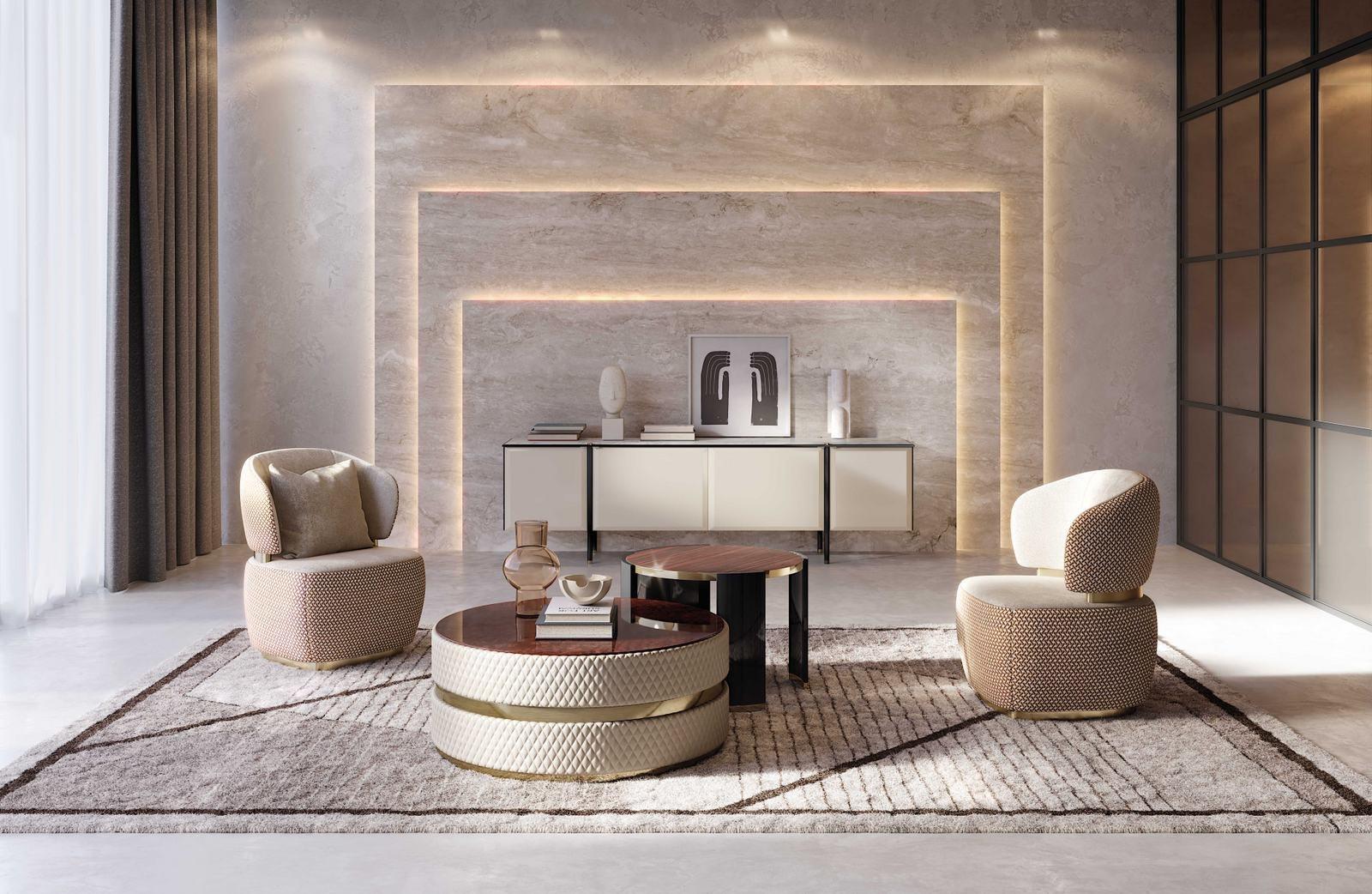 Round fabric coffee table | Cookie 100 by Capital Collection