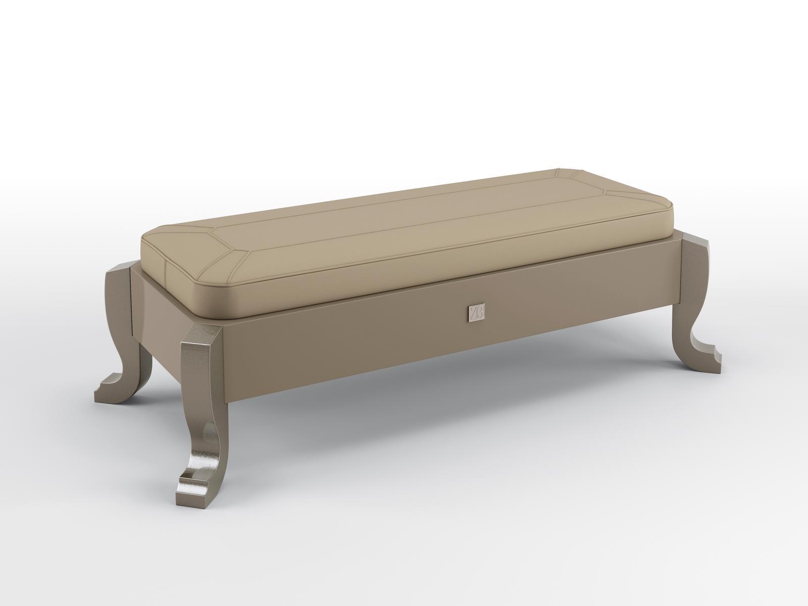 Upholstered leather bench and solid wood base | Hermes by Bruno Zampa