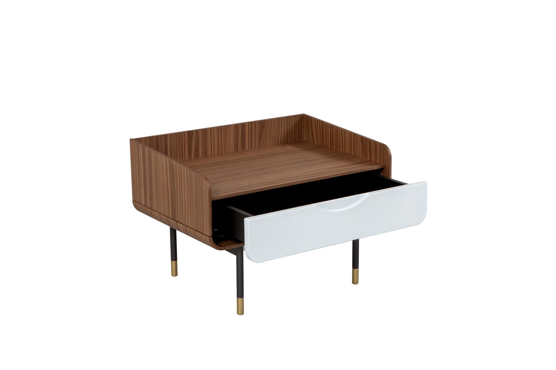 Rectangular walnut bedside table with drawers | Opera by Tonin Casa