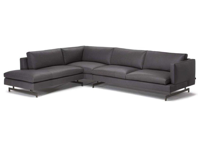 Leather sofa with chaise longue | Jeremi by Natuzzi Italia