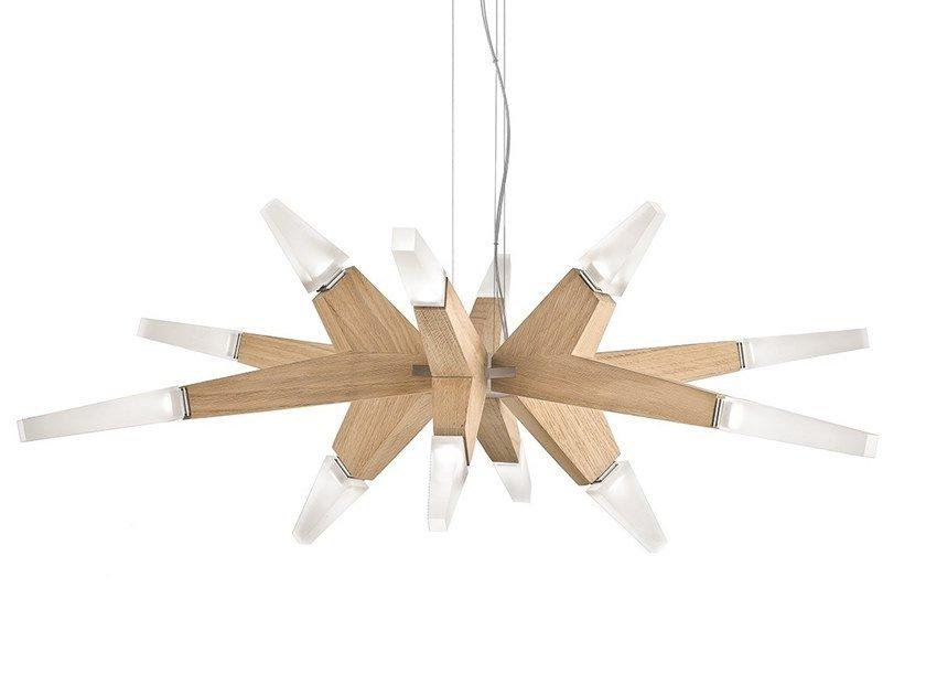 LED oak chandelier | Flashwood S12 90 by Masiero