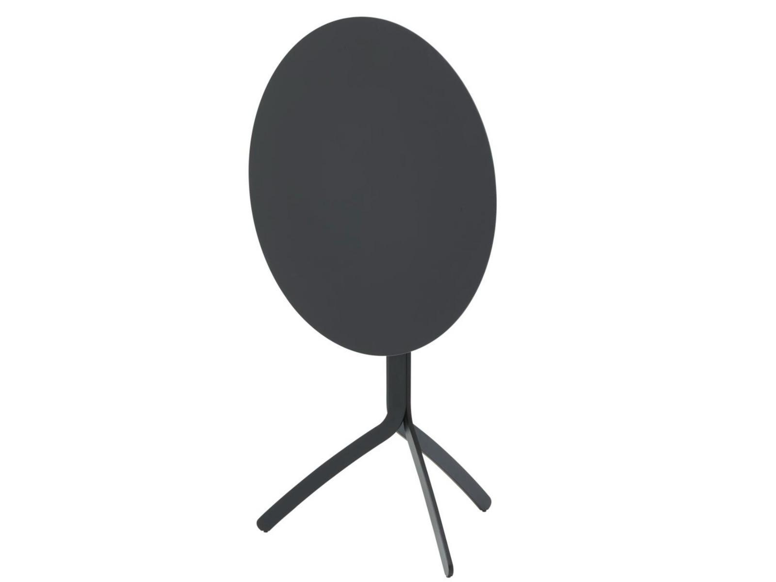 Round drop-leaf steel and wood table | Noomi by Ligne Roset