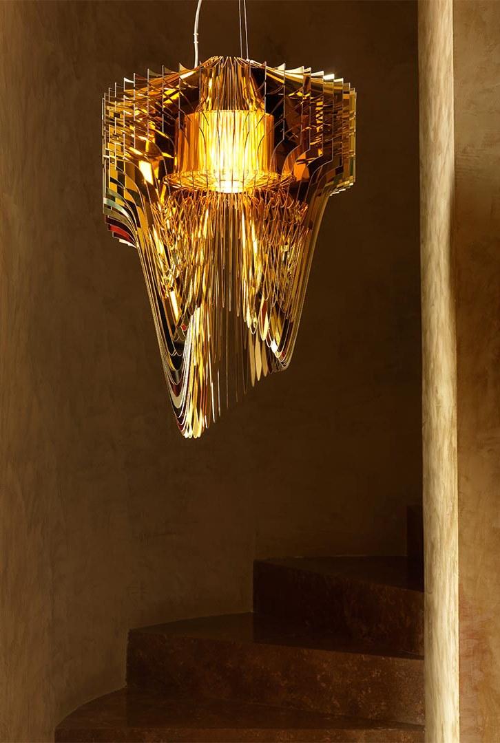LED Lentiflex® and Cristalflex® pendant lamp | Aria Gold by Slamp