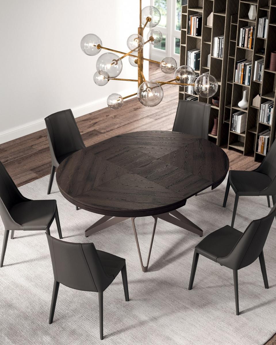 Extending round steel and wood table | Big Round by Ozzio Italia