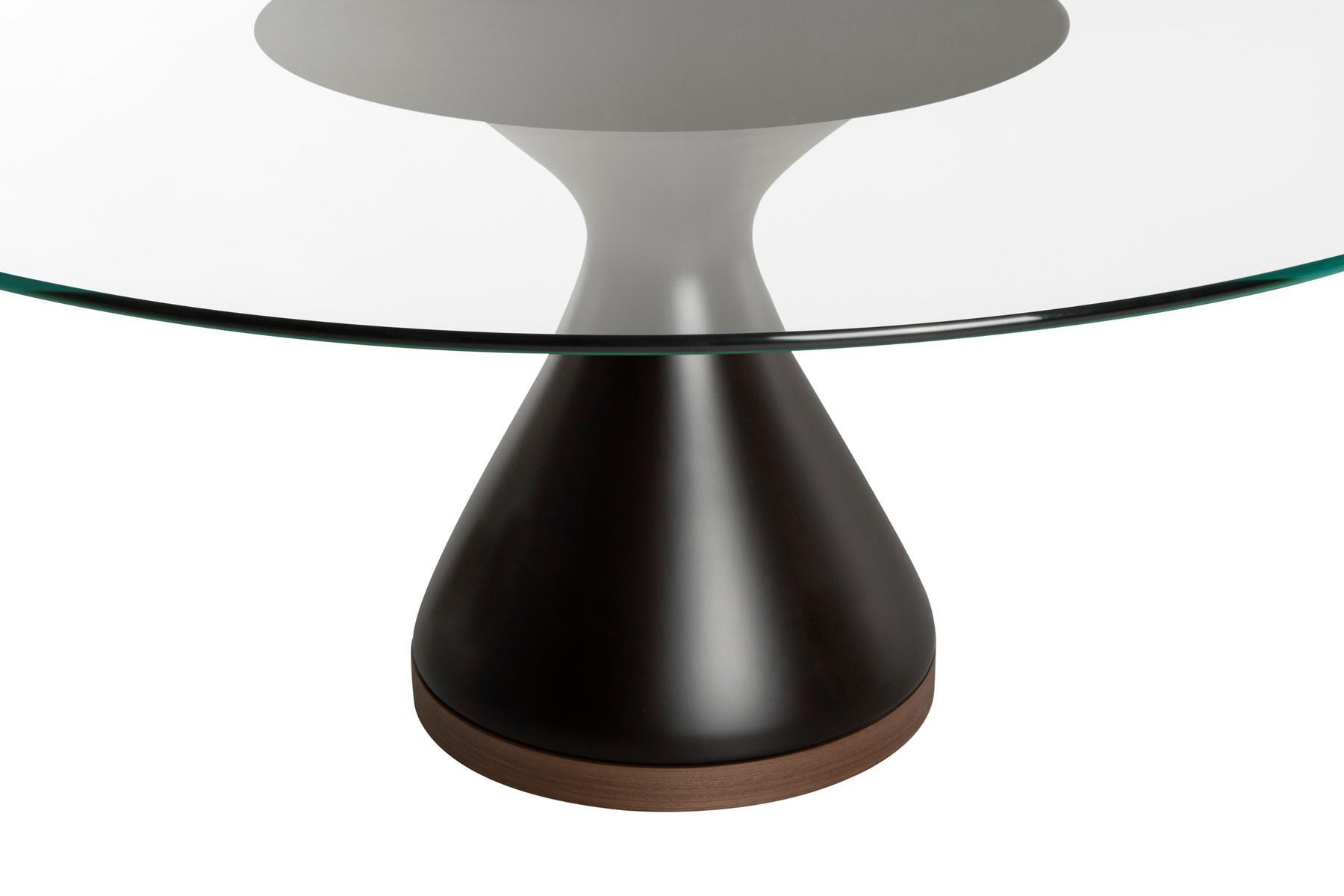 Round glass table and base in agglomerated marble | Dolly by Tonin Casa