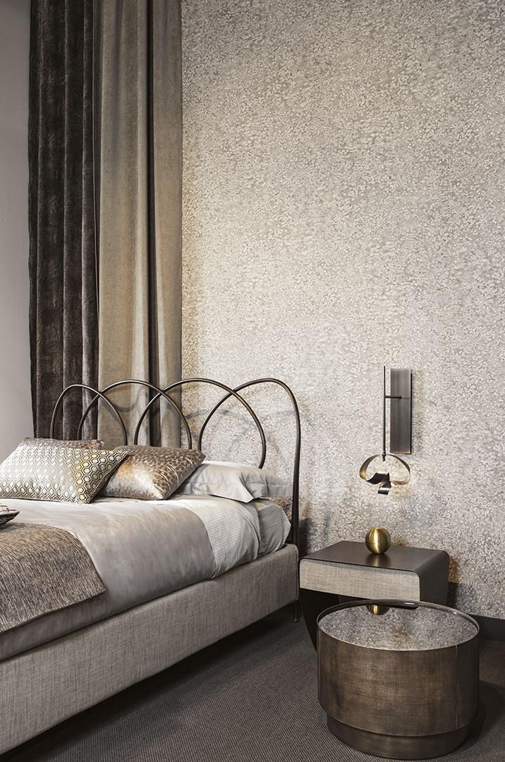 Round metal bedside table with drawers | Mirto by Cantori