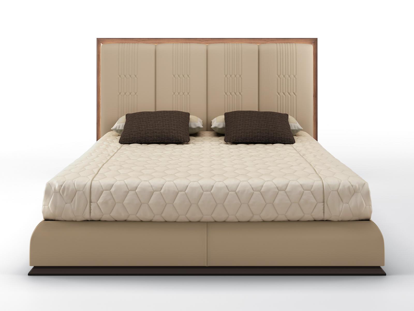 Leather bed with upholstered headboard | Overwall by Bruno Zampa