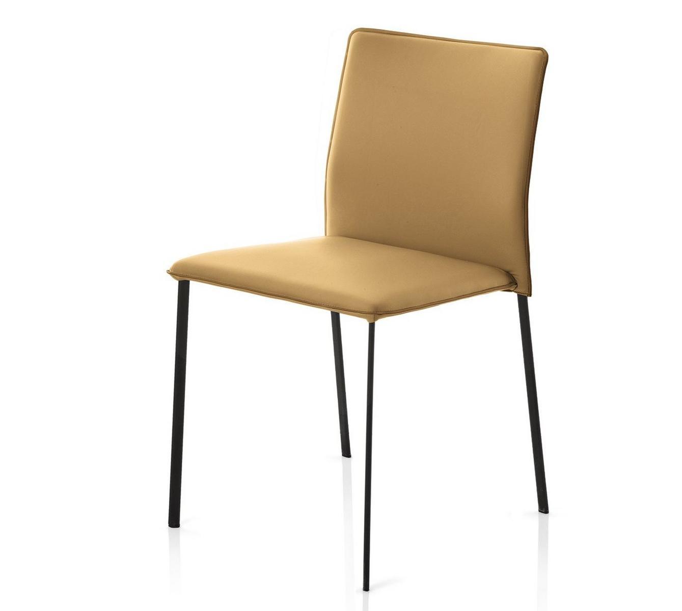 Ergonomic upholstered stackable leather chair | Stella by Riflessi