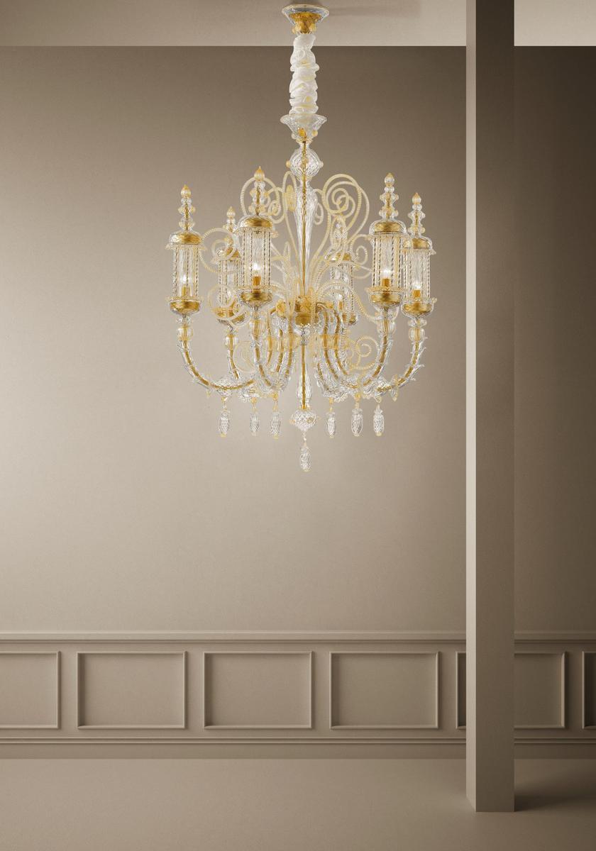 Glass chandelier with crystals | Bucintoro by Sylcom