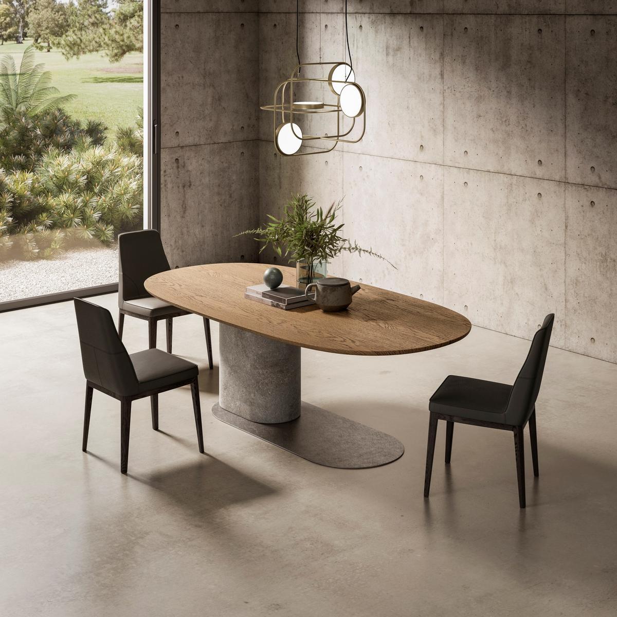 Oval wooden table | Ombra by Natuzzi Italia