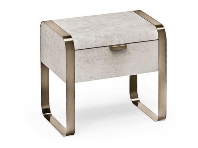 Rectangular leather bedside table with drawers | Elvis by Cantori