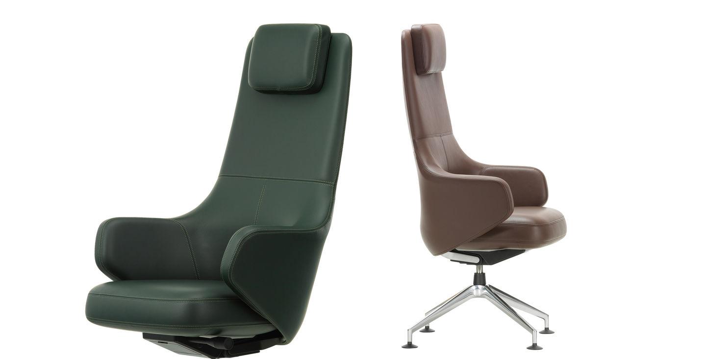 Leather executive chair with headrest | Grand Conference by Vitra