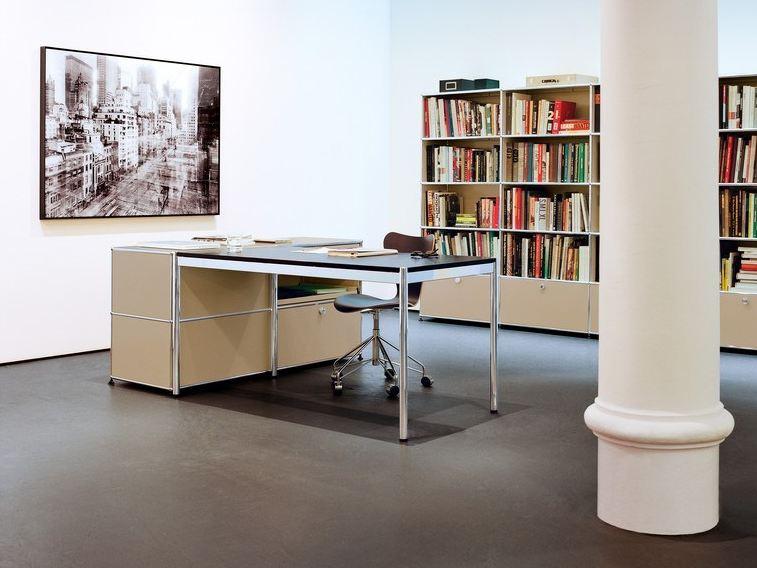 Rectangular wood veneer executive desk | Haller Individual Workstation Table by USM