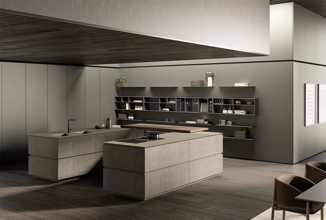 Veneer kitchen with handles Ernestomeda Obliqua