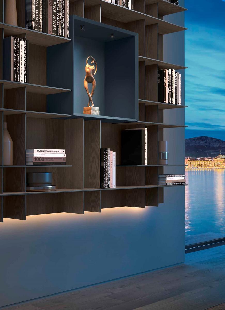 Wall-mounted sectional bookcase | Movida by Olivieri