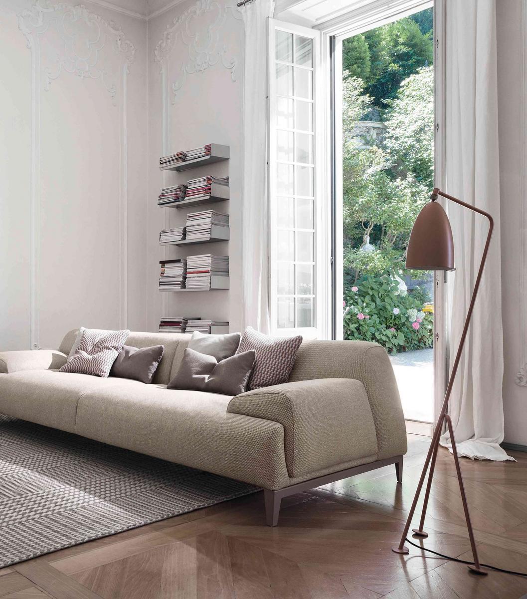 Leather sofa with removable cover with integrated magazine rack | Cave by Bonaldo
