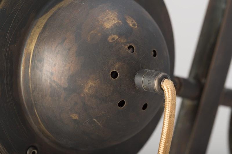 Acid etched brass and oak floor lamp with tripod | Totò by Mantellassi 1926
